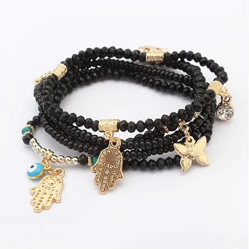 Kabbalah Fatima Hamsa Hand Blue Evil Eye Charms Bracelets  Turkish Pulseras