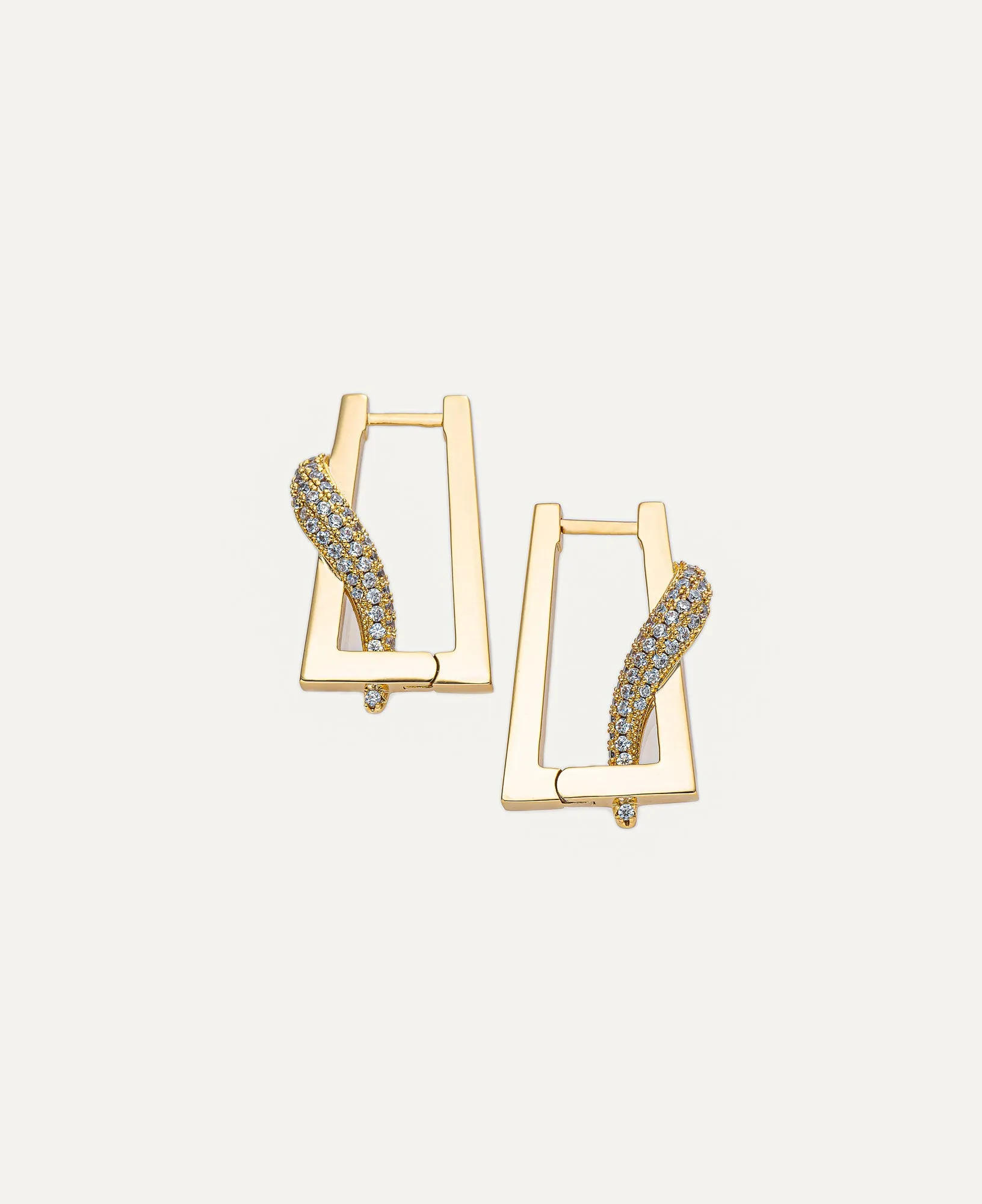 Kim CZ Pave Rectangle Hoop Earrings