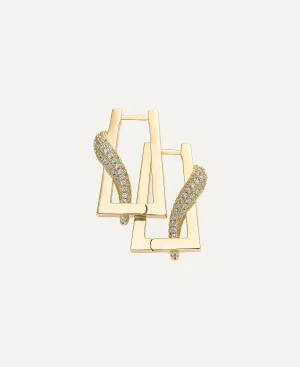 Kim CZ Pave Rectangle Hoop Earrings