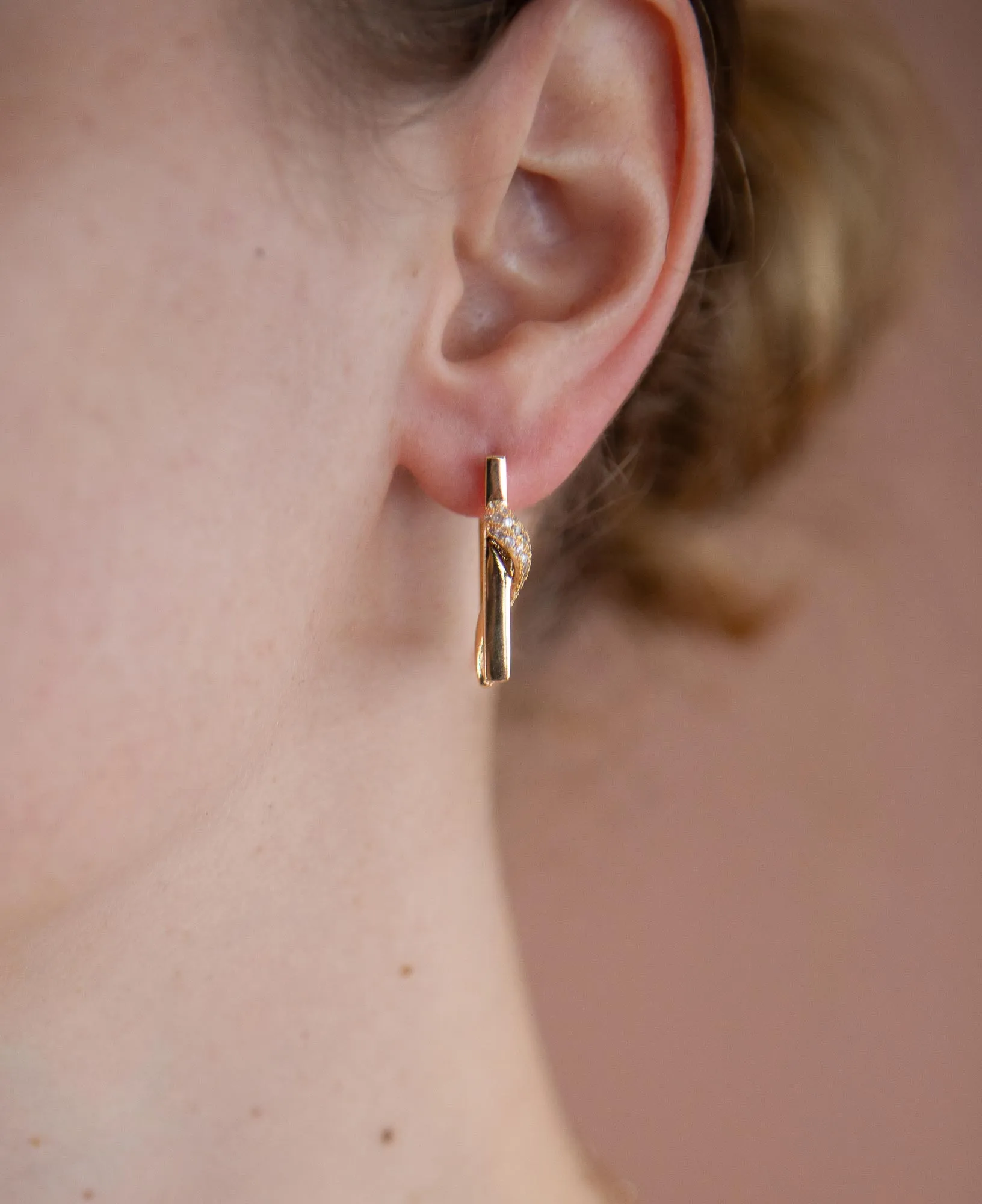 Kim CZ Pave Rectangle Hoop Earrings