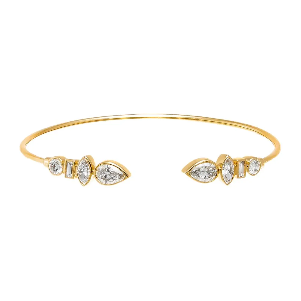 Lab Grown Diamond Bezel Multi Shape Open Bangle 14K