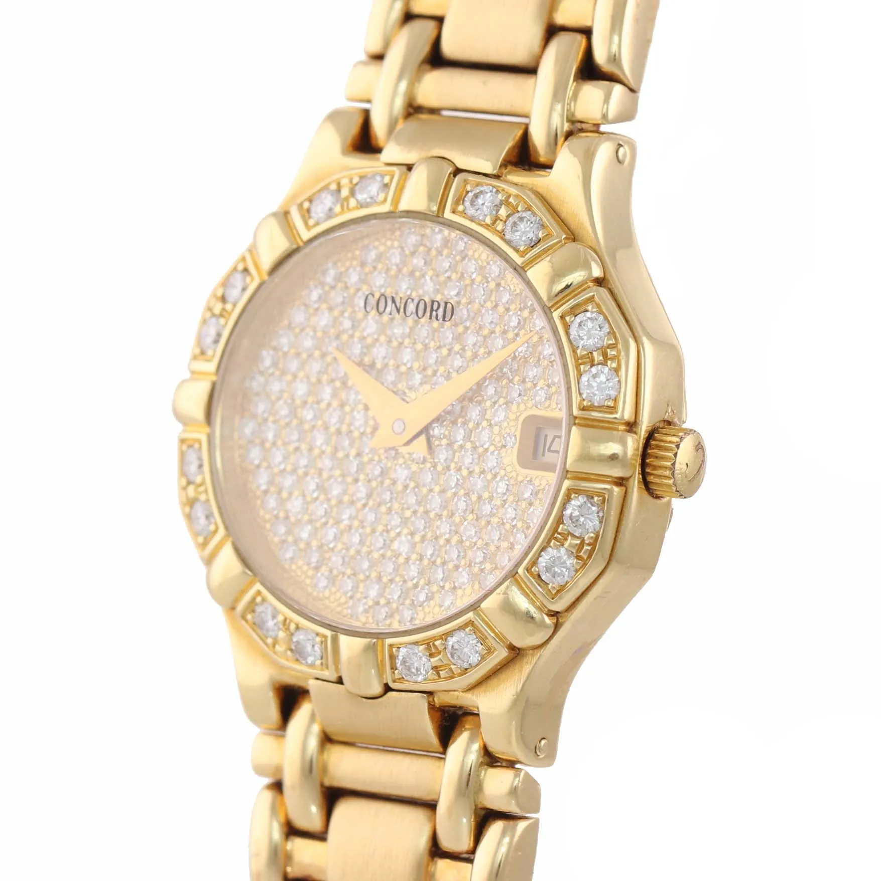 Ladies Concord Saratoga 18k Yellow Gold Diamond Quartz 23mm Watch 51-73-287