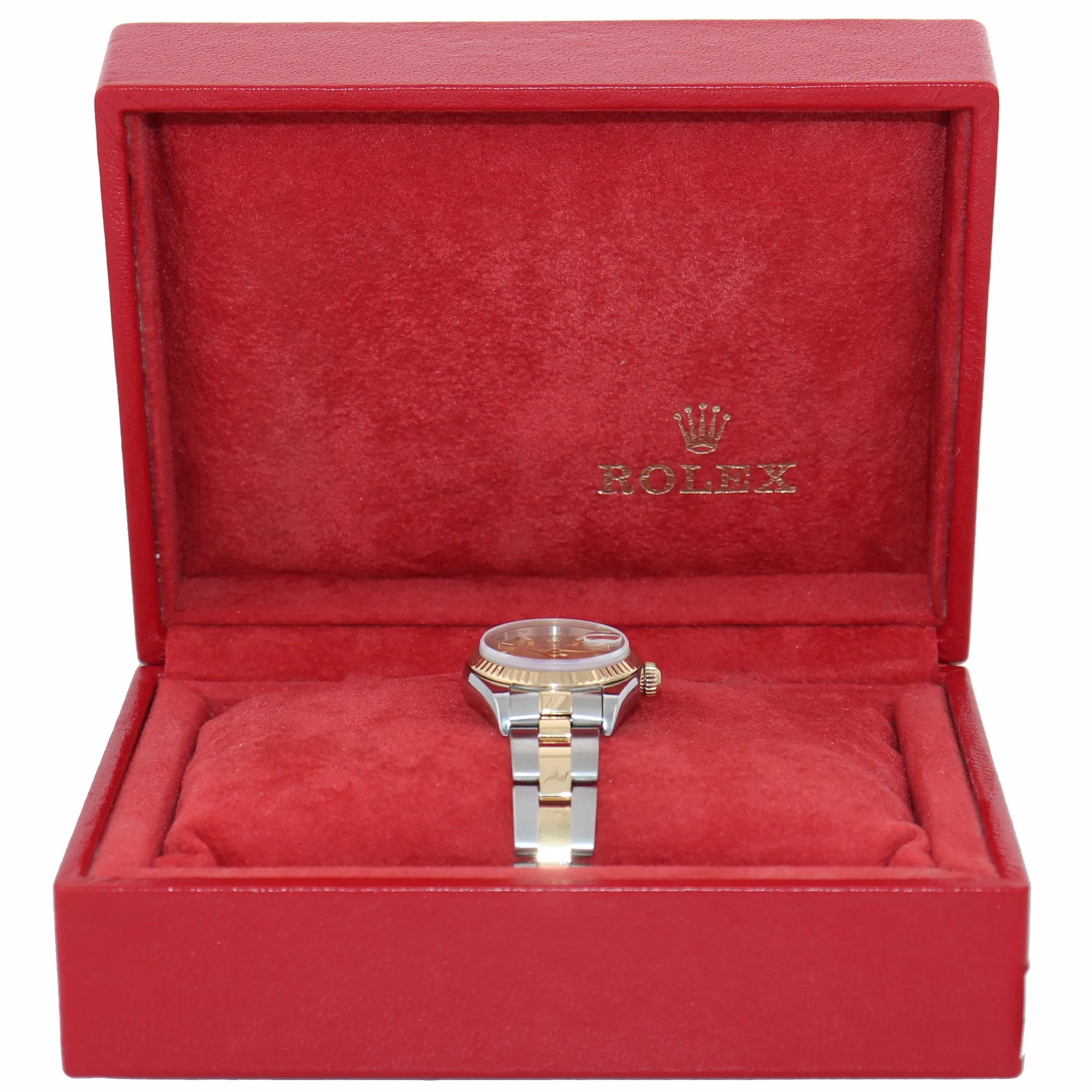 Ladies Rolex DateJust 79173 Champagne Oyster Two-Tone Gold 26mm Watch Box