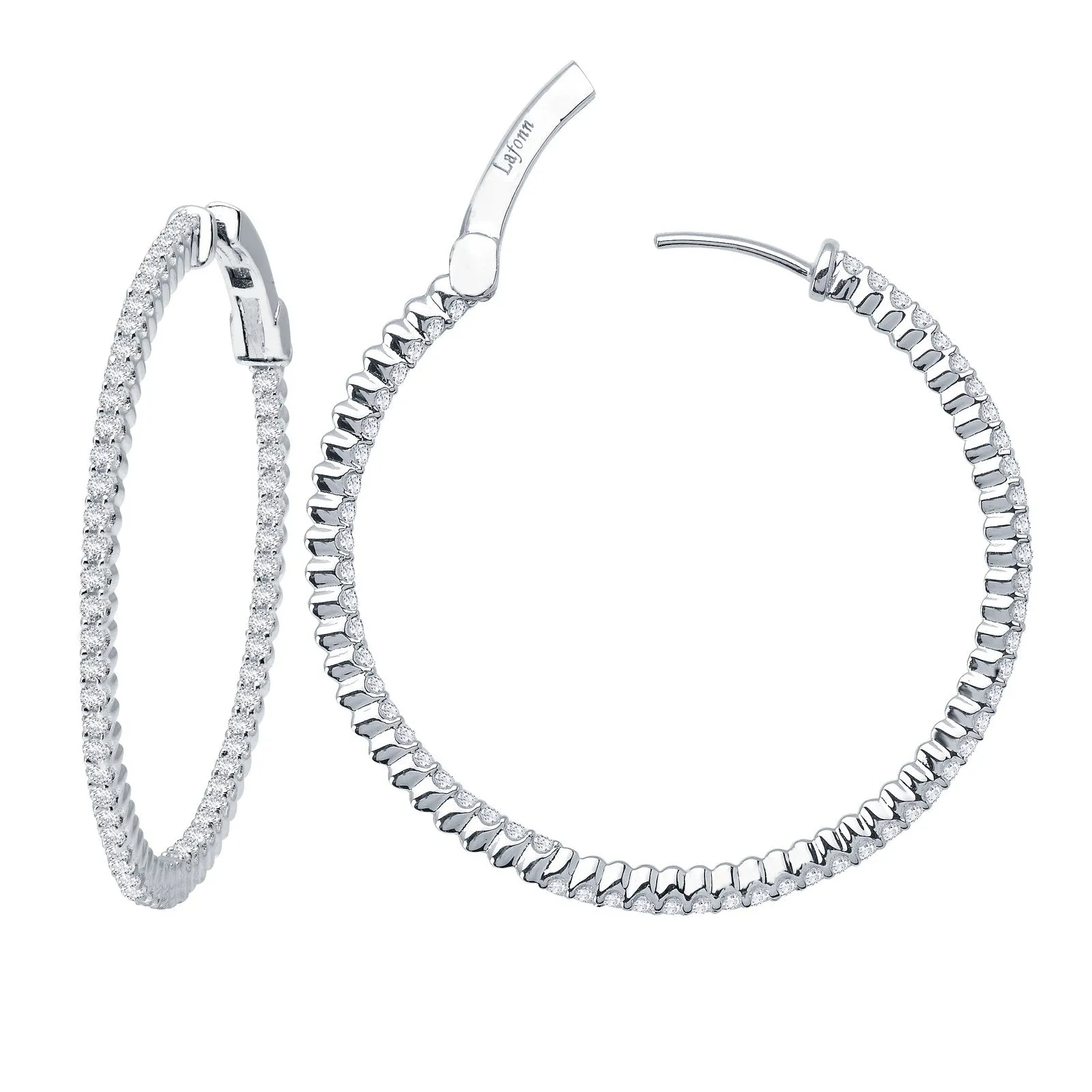 Lafonn Simulated Diamond 3.04ct Inside Out 50mm Hoop Earrings E3010CLP