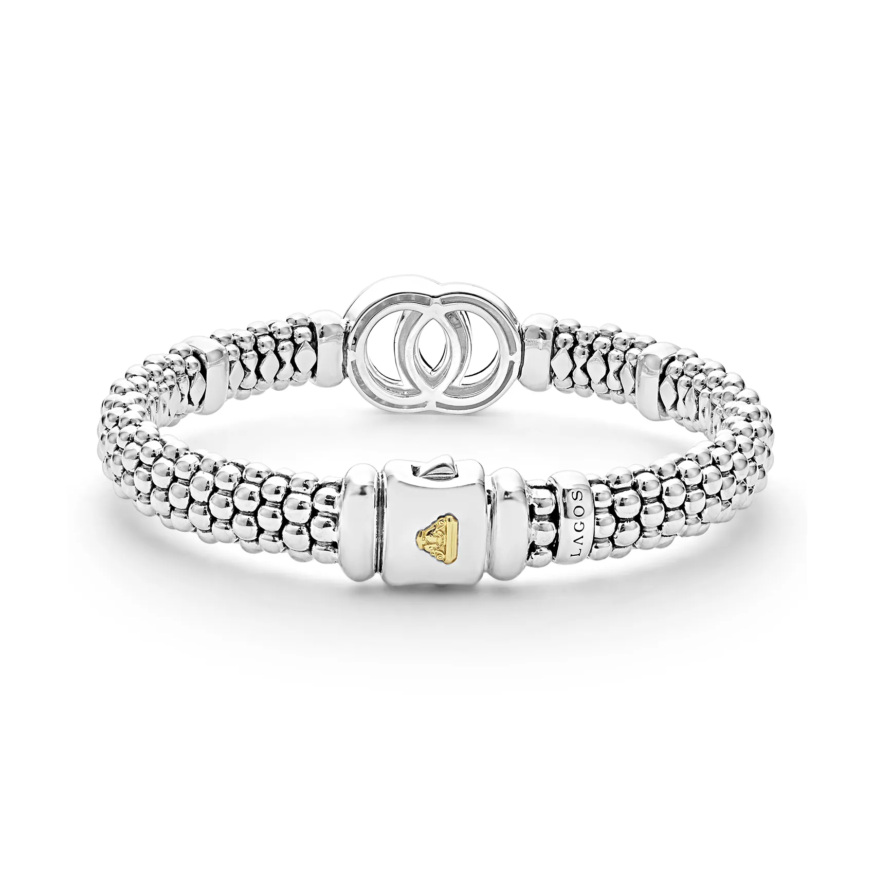 LAGOS Signature Caviar Two-Tone Interlocking Diamond Caviar Bracelet, 9mm
