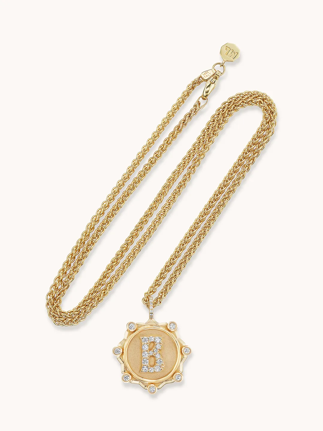 Large Alphabet Coin Pavé Necklace