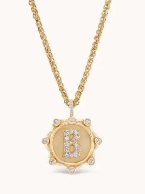 Large Alphabet Coin Pavé Necklace