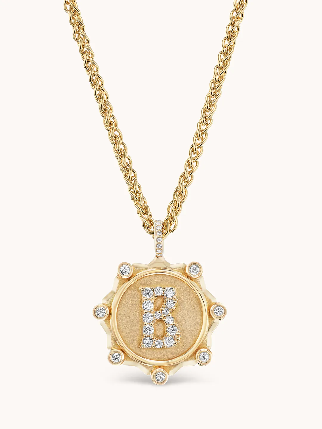 Large Alphabet Coin Pavé Necklace