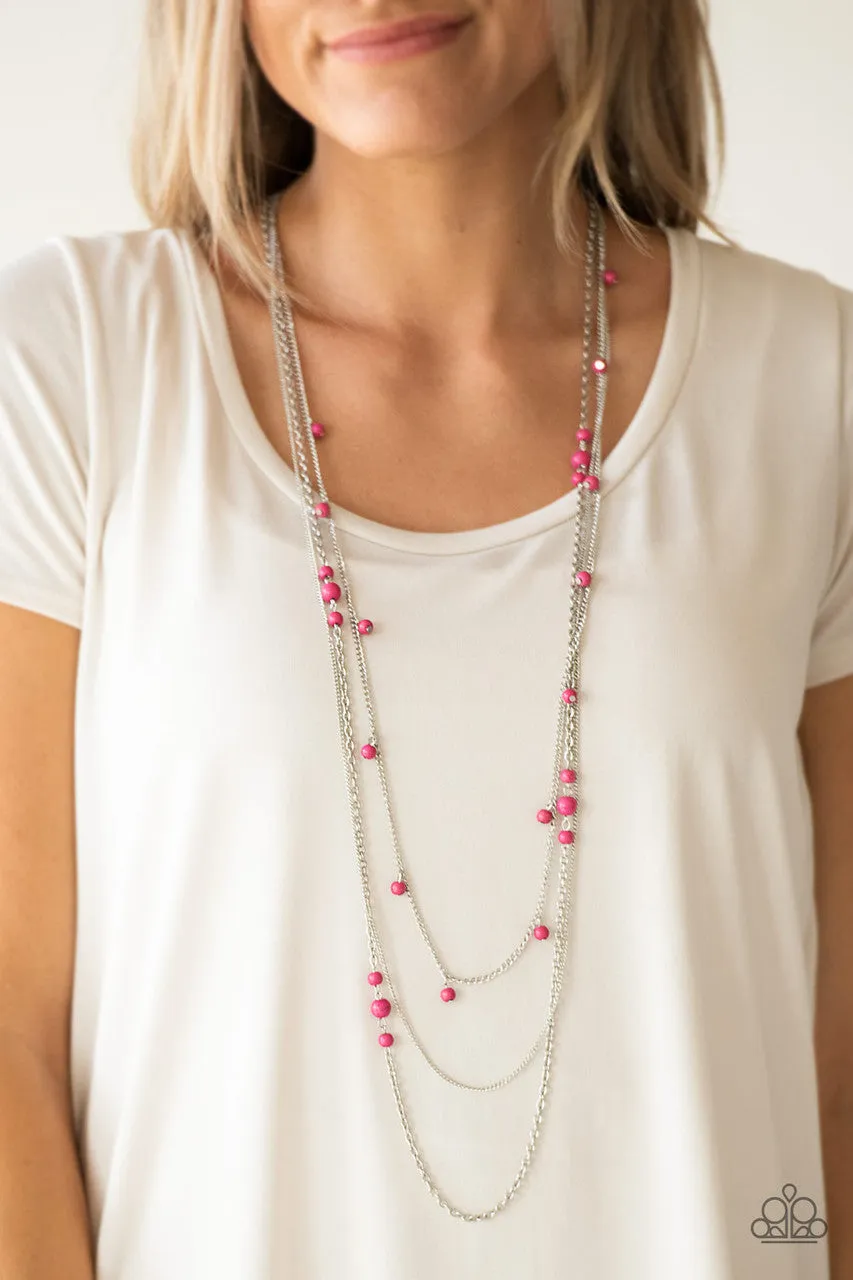 Laying the Groundwork Pink Paparazzi Necklace