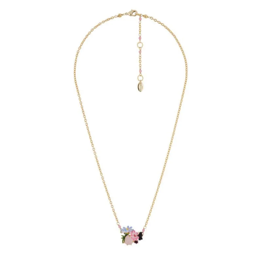 Les Nereides Necklace With Faceted Glass And Small Flowers