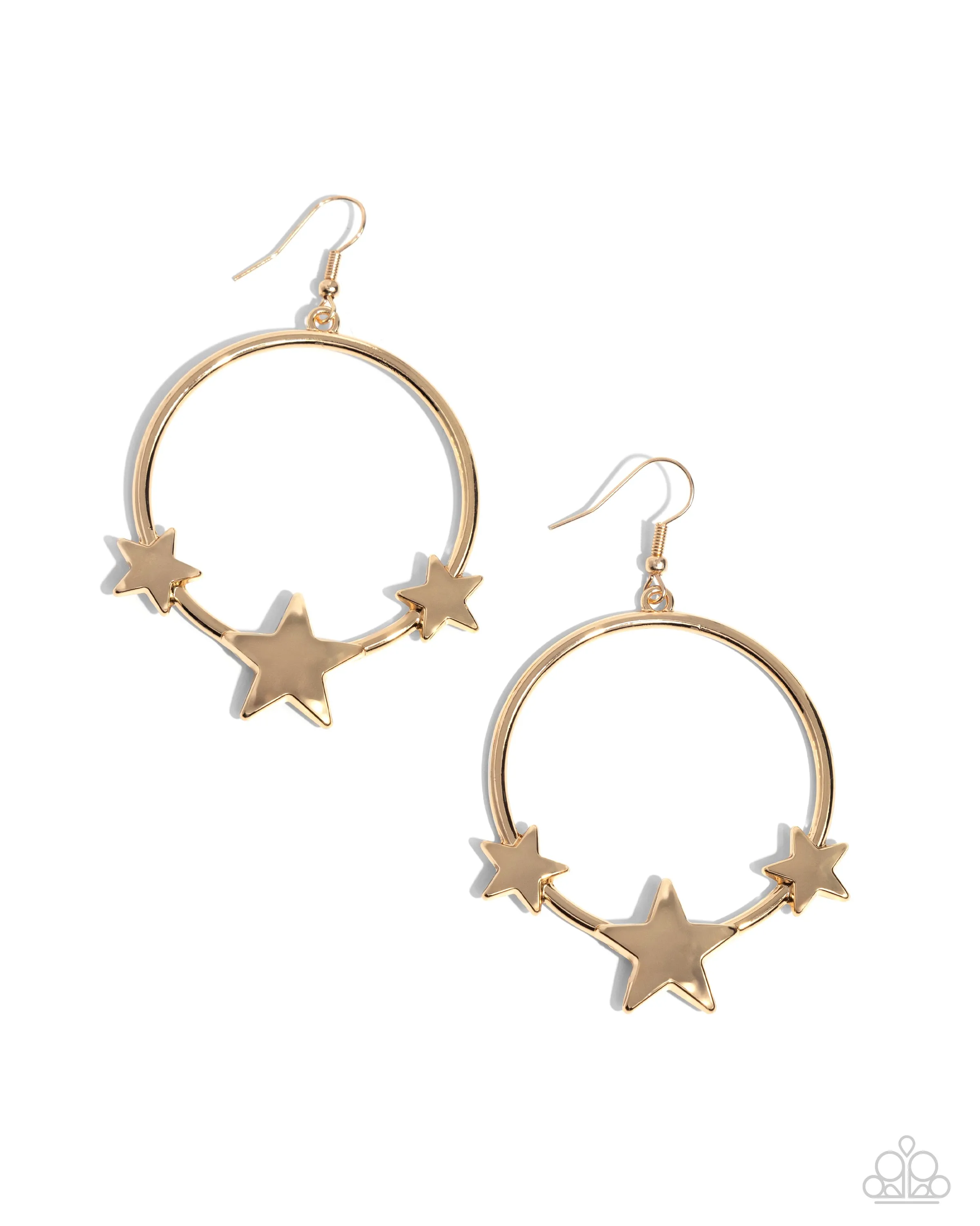Let SPARKLE Ring! - Gold - Star Hoop Paparazzi Fishhook Earrings