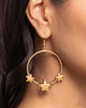 Let SPARKLE Ring! - Gold - Star Hoop Paparazzi Fishhook Earrings
