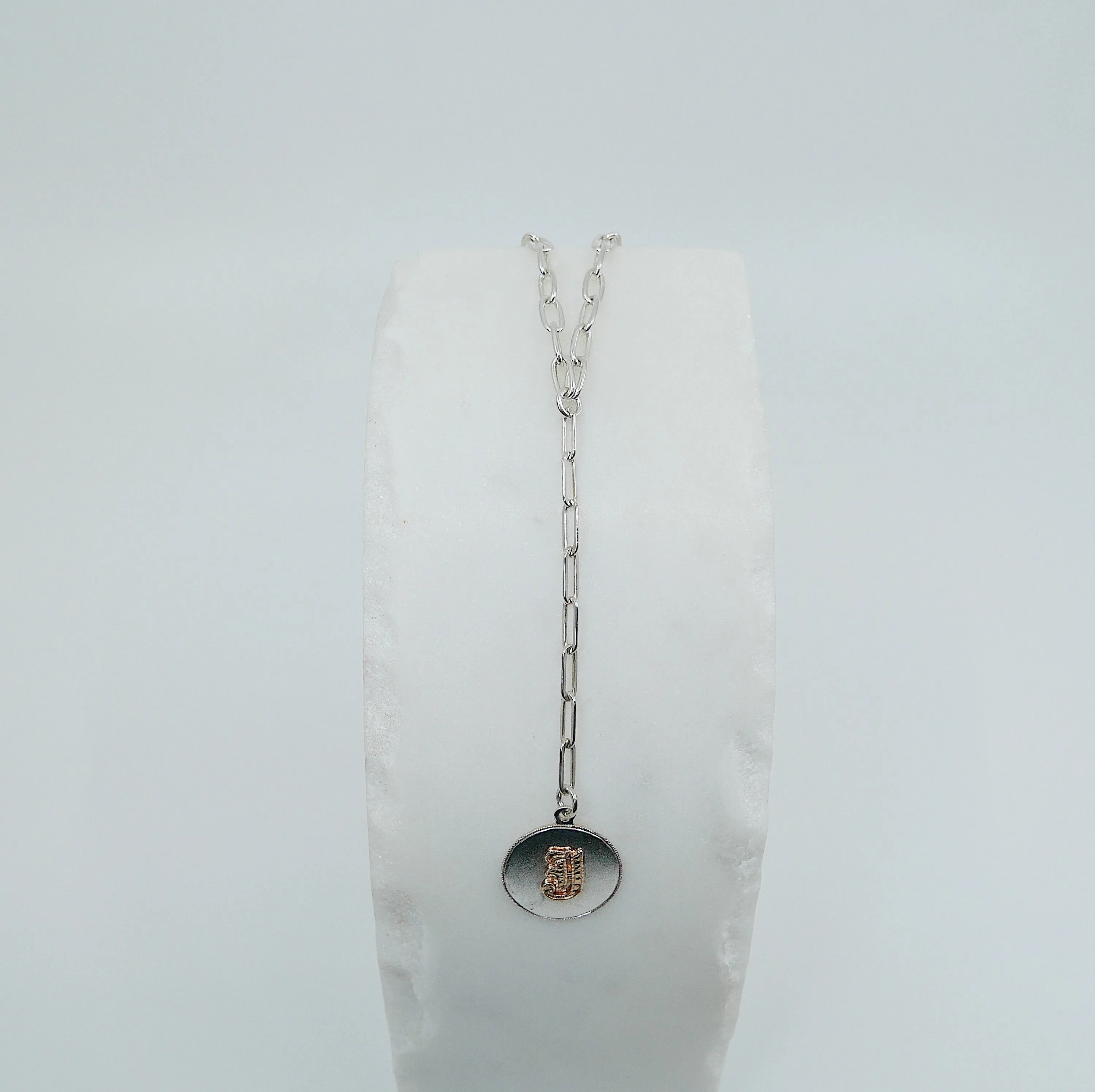 Letter Coin Chain Lariat Necklace