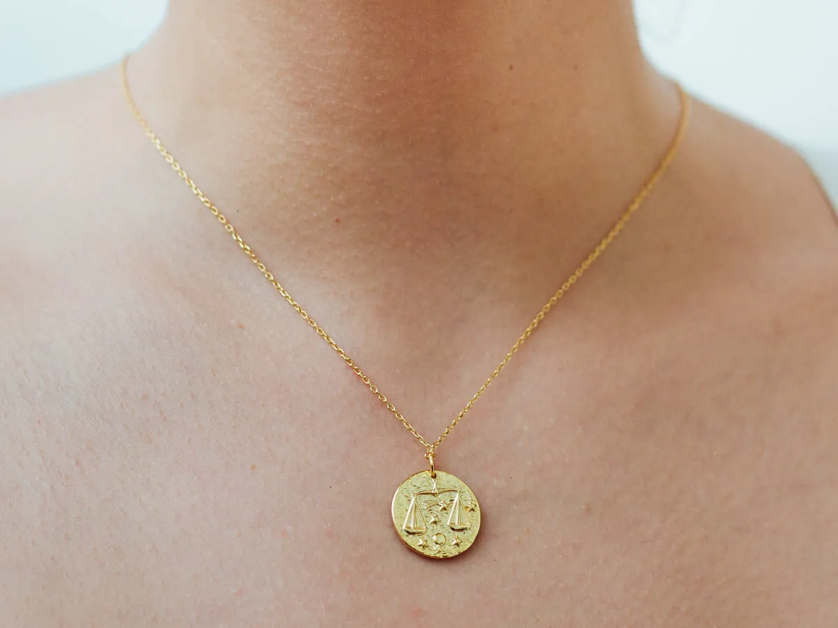 Libra Zodiac Coin Necklace
