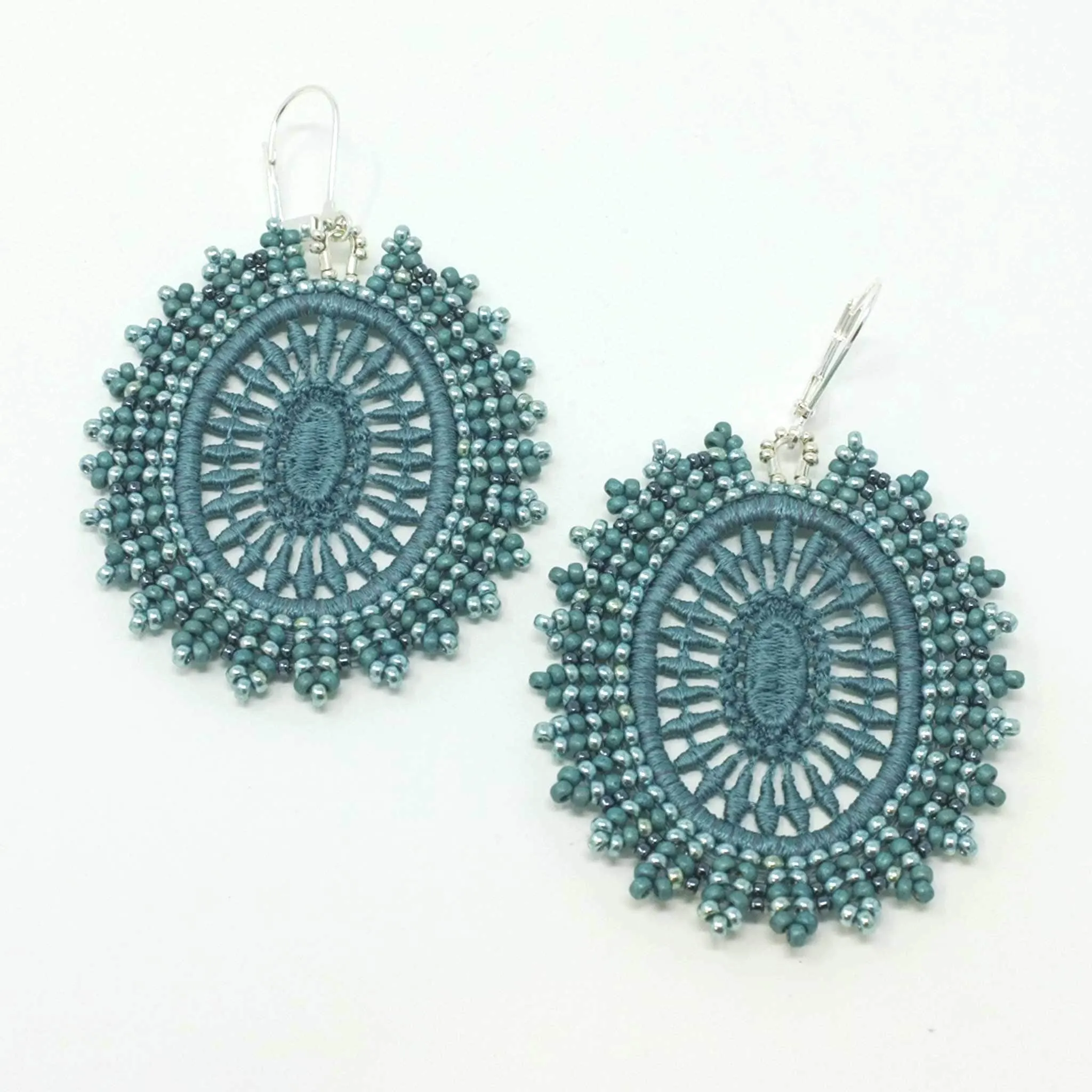 Light Teal Oval Drop Earrings
