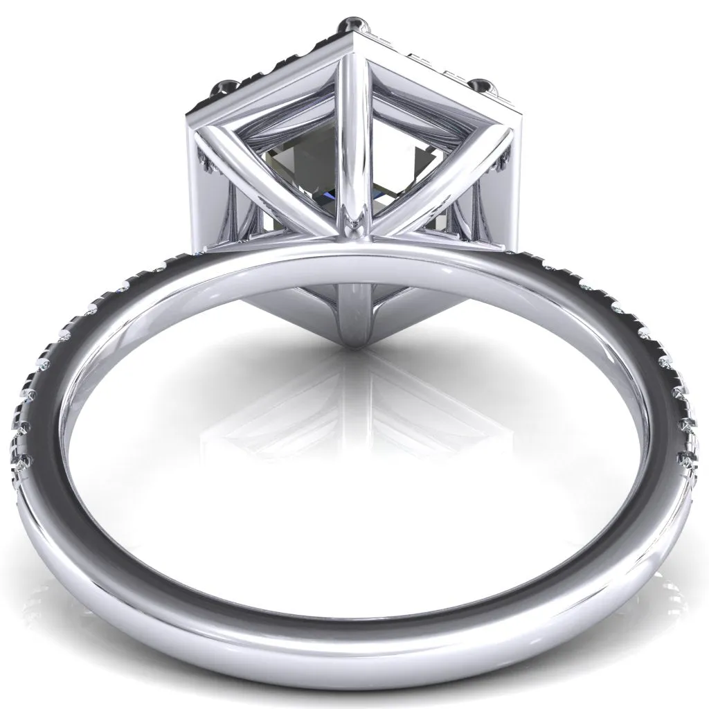 Lighthouse 8mm Hexagon Center Stone Halo 6 Prong Engagement Ring