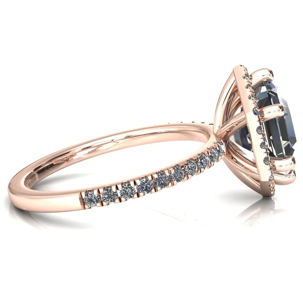 Lighthouse 8mm Hexagon Center Stone Halo 6 Prong Engagement Ring