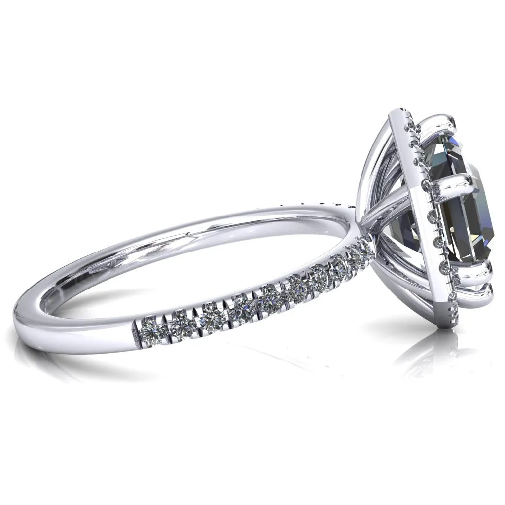 Lighthouse 8mm Hexagon Center Stone Halo 6 Prong Engagement Ring