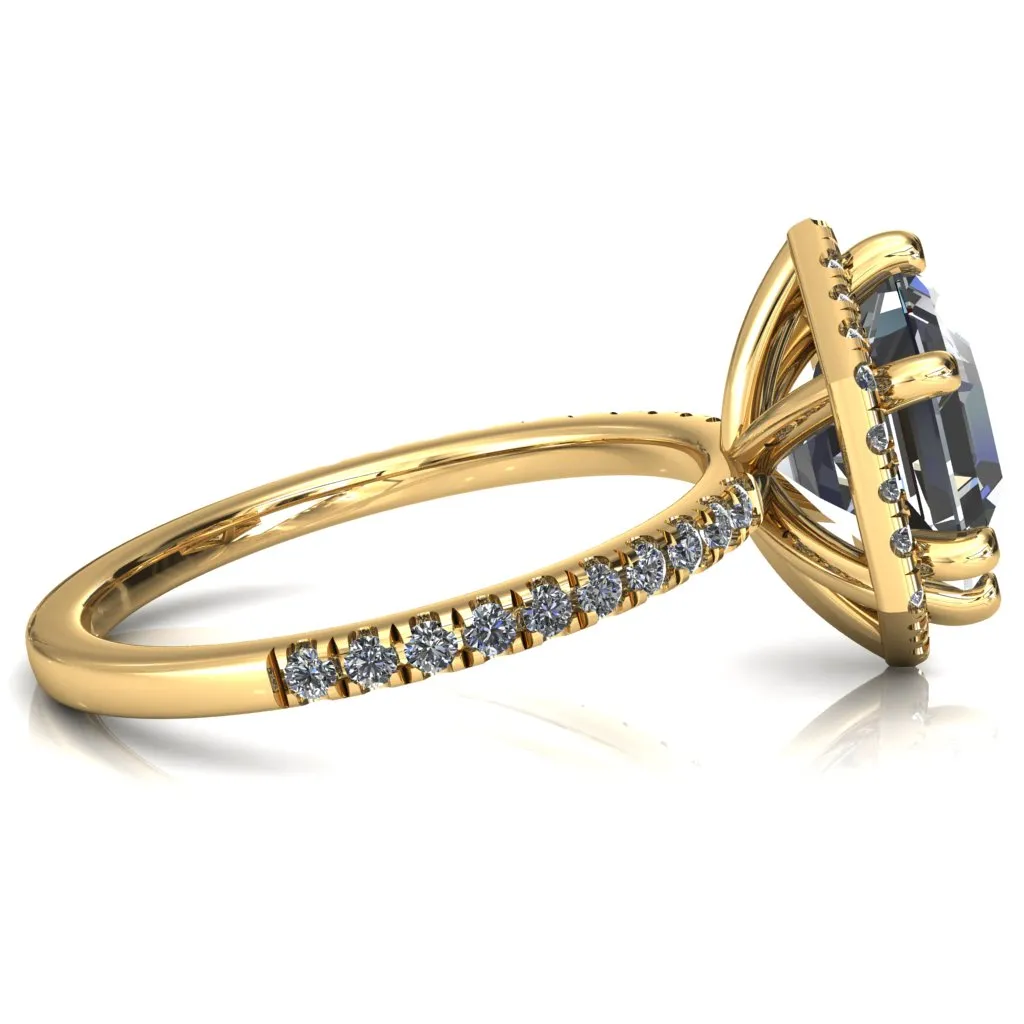 Lighthouse 8mm Hexagon Center Stone Halo 6 Prong Engagement Ring