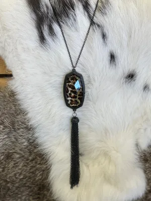 Long Double Sided Leopard Tassel Necklace