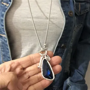 Long Winter Sweater Chain 90cm WomenNecklace Irregular Crystal Pendant Jewelry