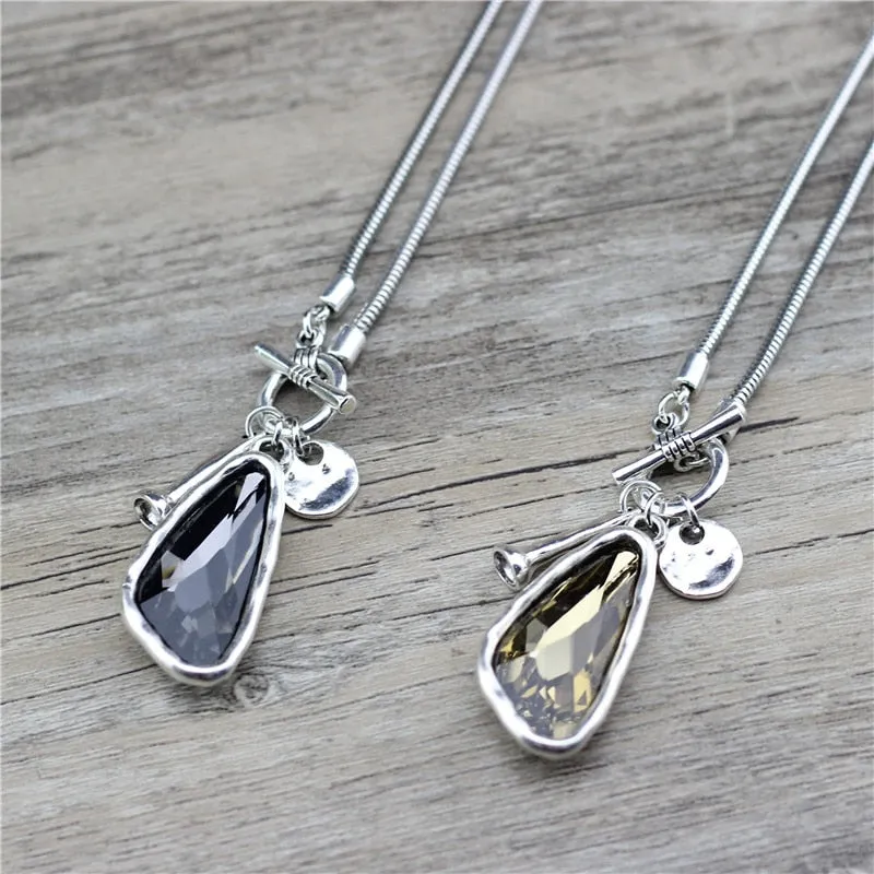Long Winter Sweater Chain 90cm WomenNecklace Irregular Crystal Pendant Jewelry
