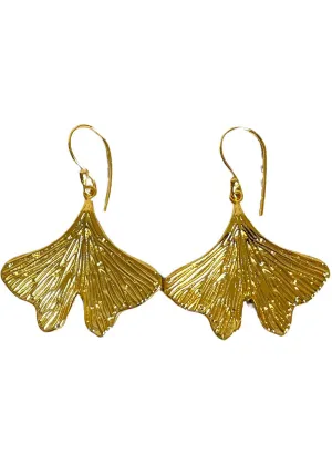 Lotta Djossou Paris Gingko Drop Earrings Gold