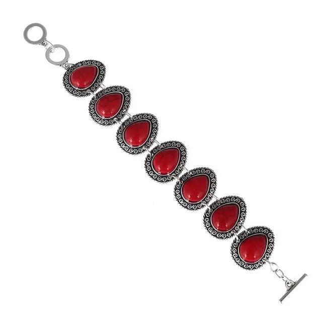 LOVBEAFAS Fashion Ethnic Bohemian Bracelets & Bangles For Women Red/Blue Stone Vintage Beach Boho Adjustable Bracelets Jewelry