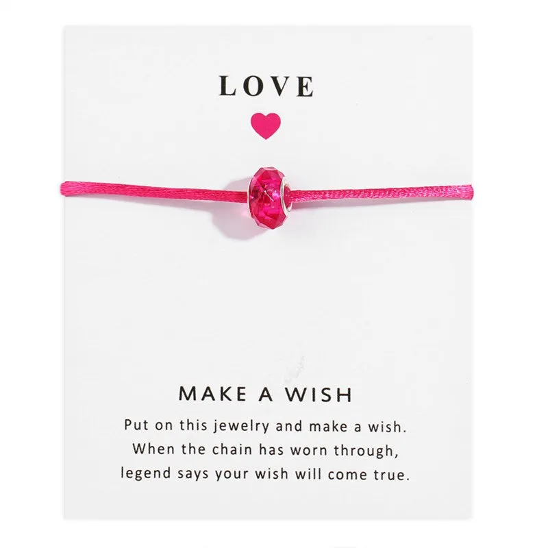 Lucky Rose Red Handmade Braided Rope  Wish Card Gift For Mother Girl Friend Women Jewelry