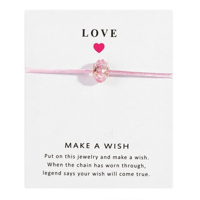 Lucky Rose Red Handmade Braided Rope  Wish Card Gift For Mother Girl Friend Women Jewelry
