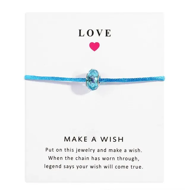 Lucky Rose Red Handmade Braided Rope  Wish Card Gift For Mother Girl Friend Women Jewelry