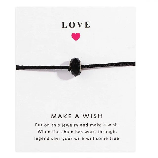 Lucky Rose Red Handmade Braided Rope  Wish Card Gift For Mother Girl Friend Women Jewelry