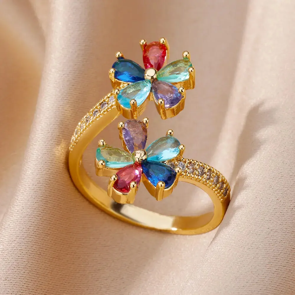 Lucky Turkish Evil Eye Rings For Women Opening Stainless Steel Ring Luxury Wedding Couple Jewelry anillos mujer