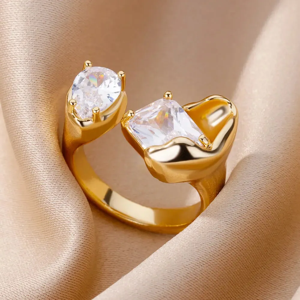 Lucky Turkish Evil Eye Rings For Women Opening Stainless Steel Ring Luxury Wedding Couple Jewelry anillos mujer
