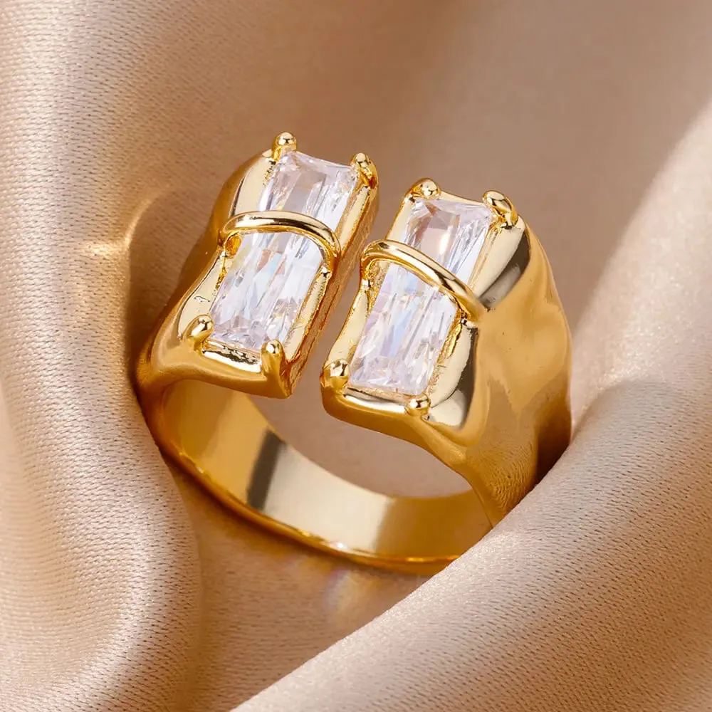 Lucky Turkish Evil Eye Rings For Women Opening Stainless Steel Ring Luxury Wedding Couple Jewelry anillos mujer