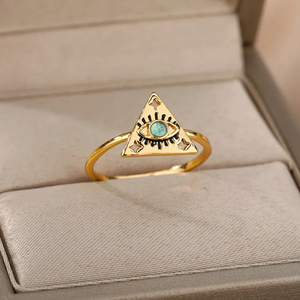 Lucky Turkish Evil Eye Rings For Women Opening Stainless Steel Ring Luxury Wedding Couple Jewelry anillos mujer