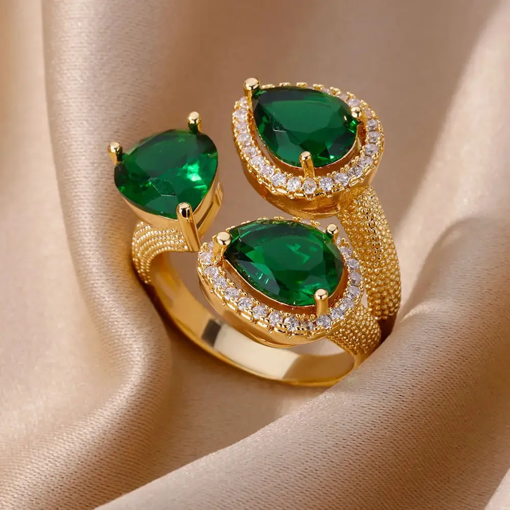 Lucky Turkish Evil Eye Rings For Women Opening Stainless Steel Ring Luxury Wedding Couple Jewelry anillos mujer