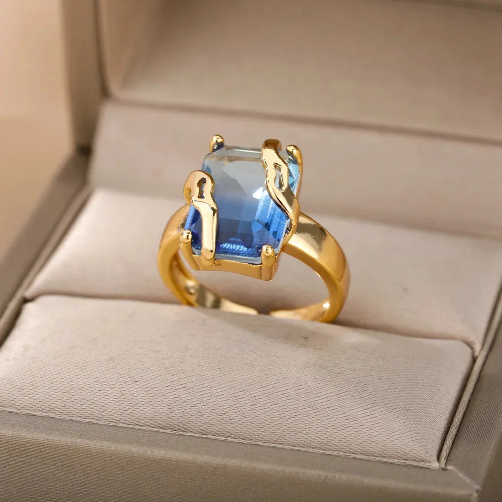 Lucky Turkish Evil Eye Rings For Women Opening Stainless Steel Ring Luxury Wedding Couple Jewelry anillos mujer