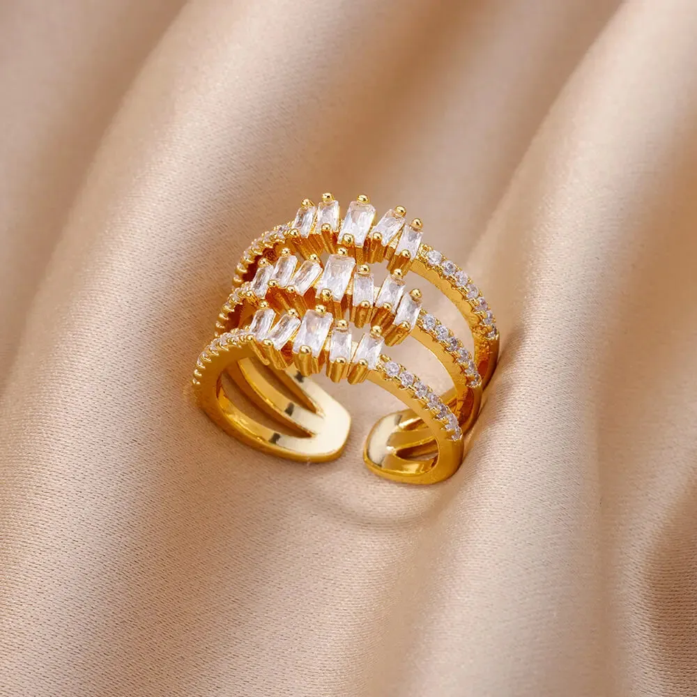 Lucky Turkish Evil Eye Rings For Women Opening Stainless Steel Ring Luxury Wedding Couple Jewelry anillos mujer