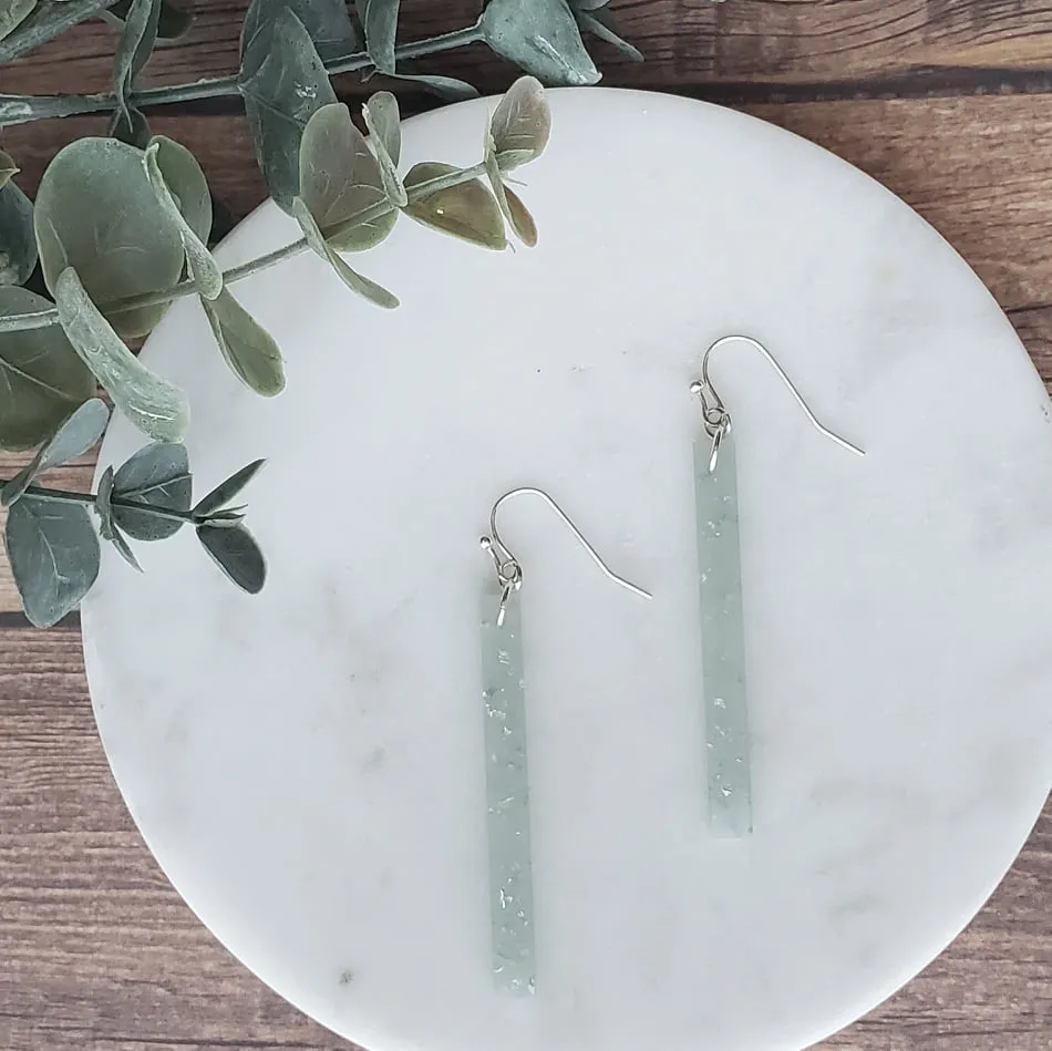 Luminous Long Dangles with Silver Leaf