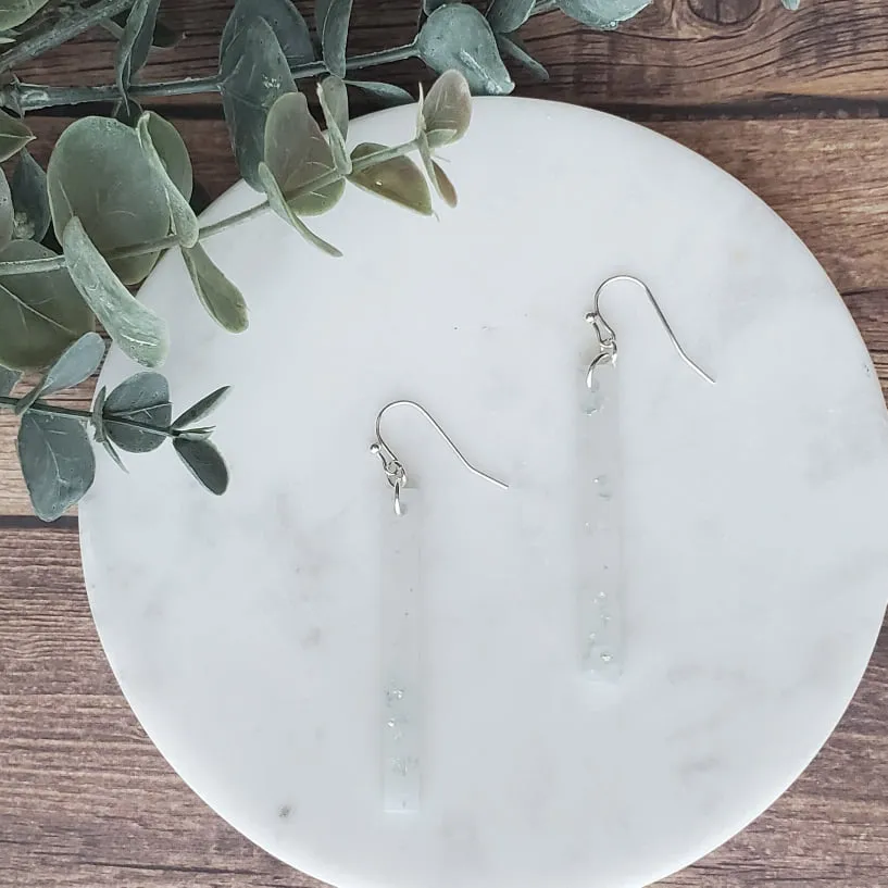 Luminous Long Dangles with Silver Leaf
