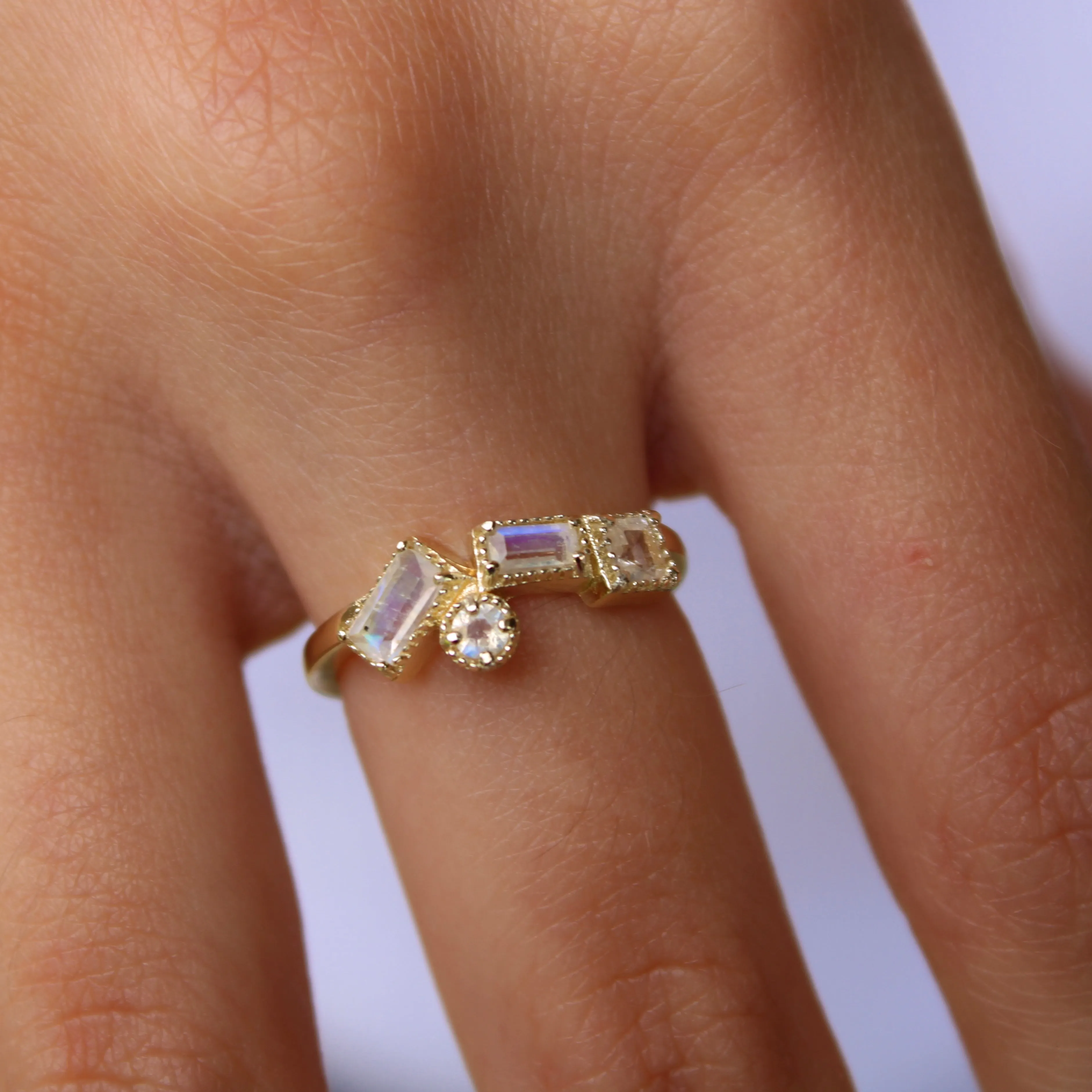 Luxe Geometric Moonstone Ring