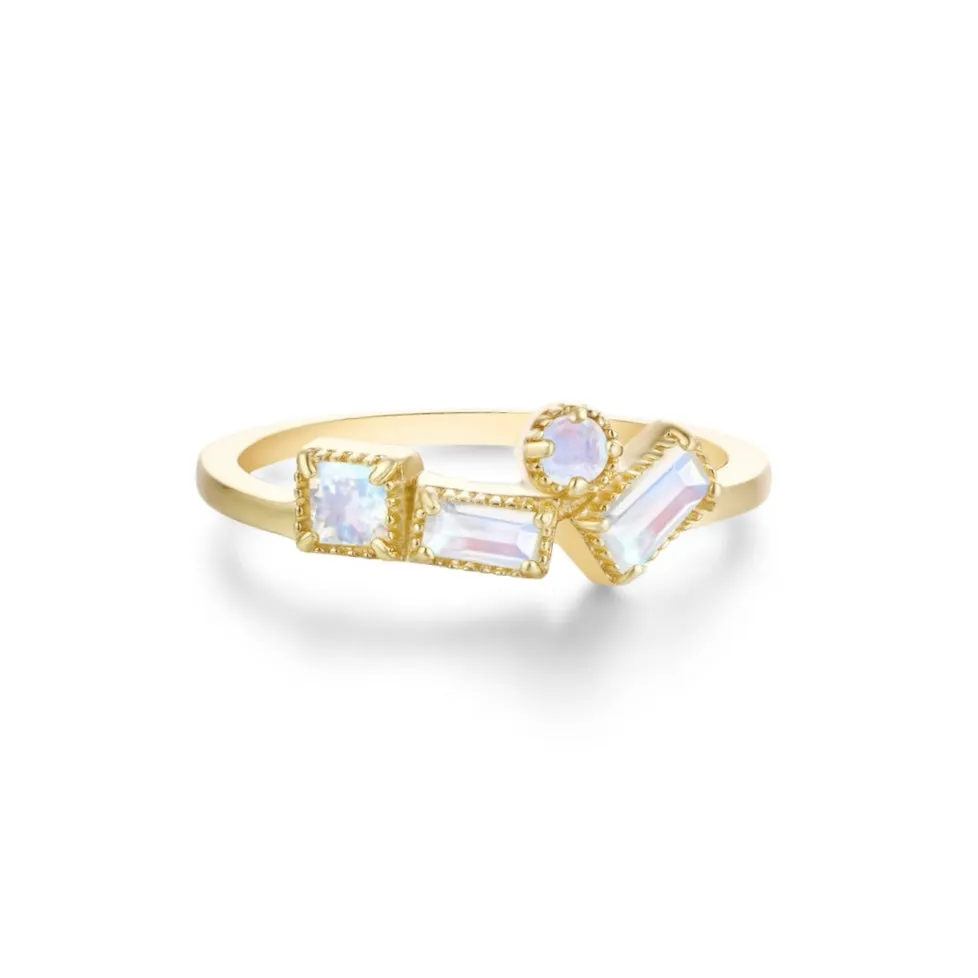 Luxe Geometric Moonstone Ring