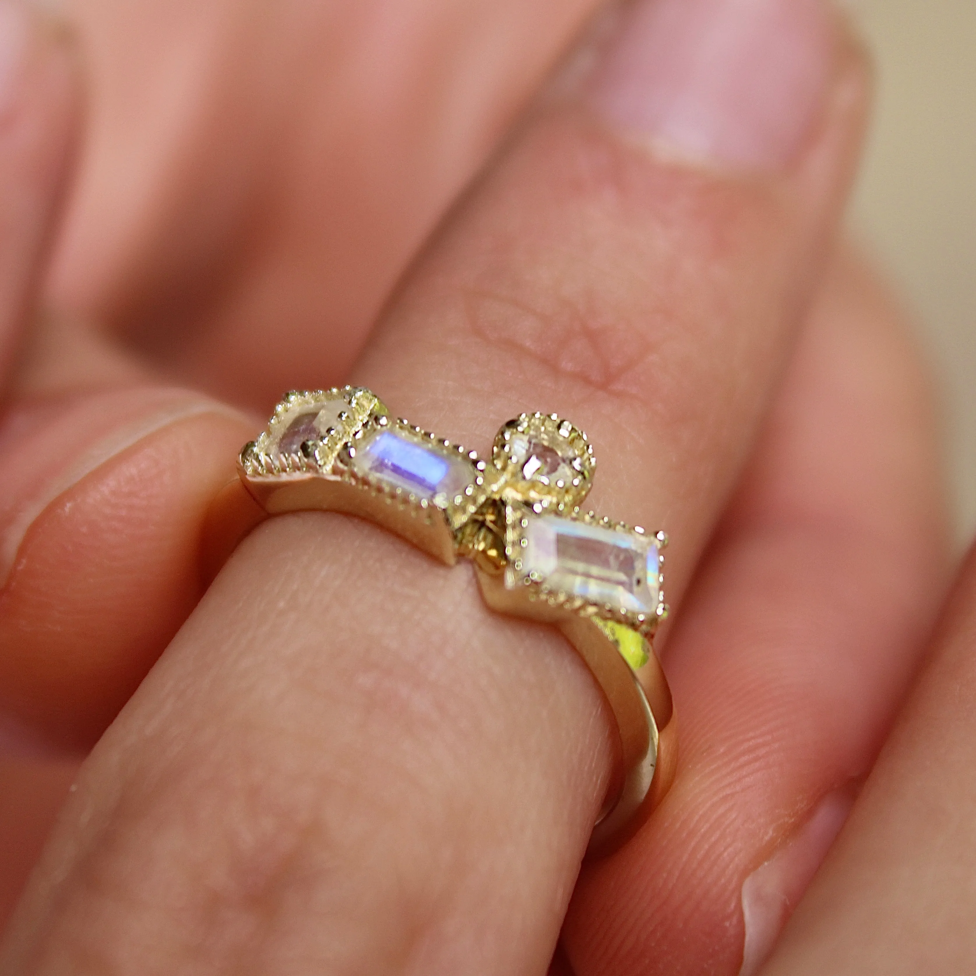 Luxe Geometric Moonstone Ring