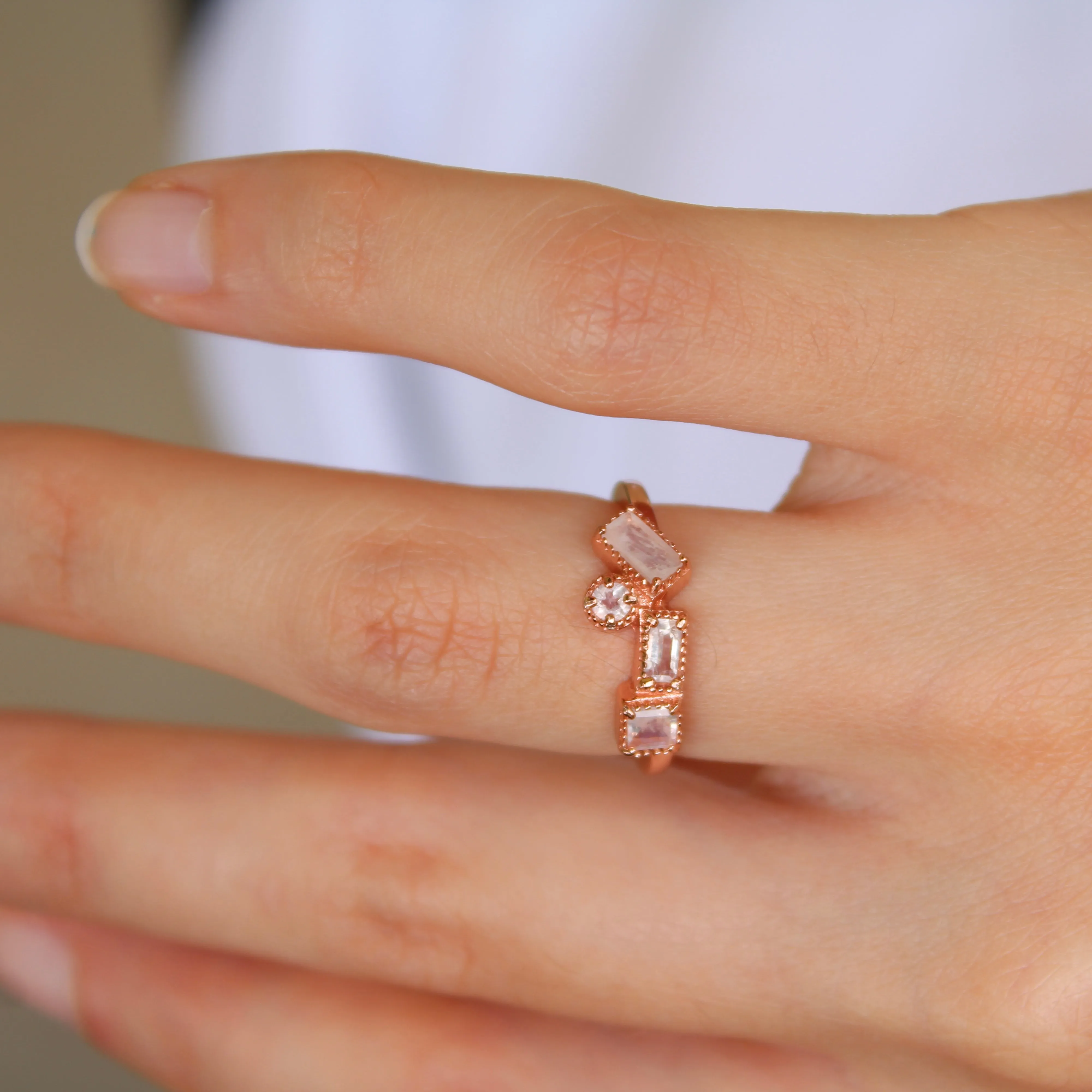 Luxe Geometric Moonstone Ring