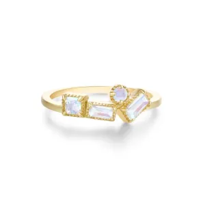 Luxe Geometric Moonstone Ring