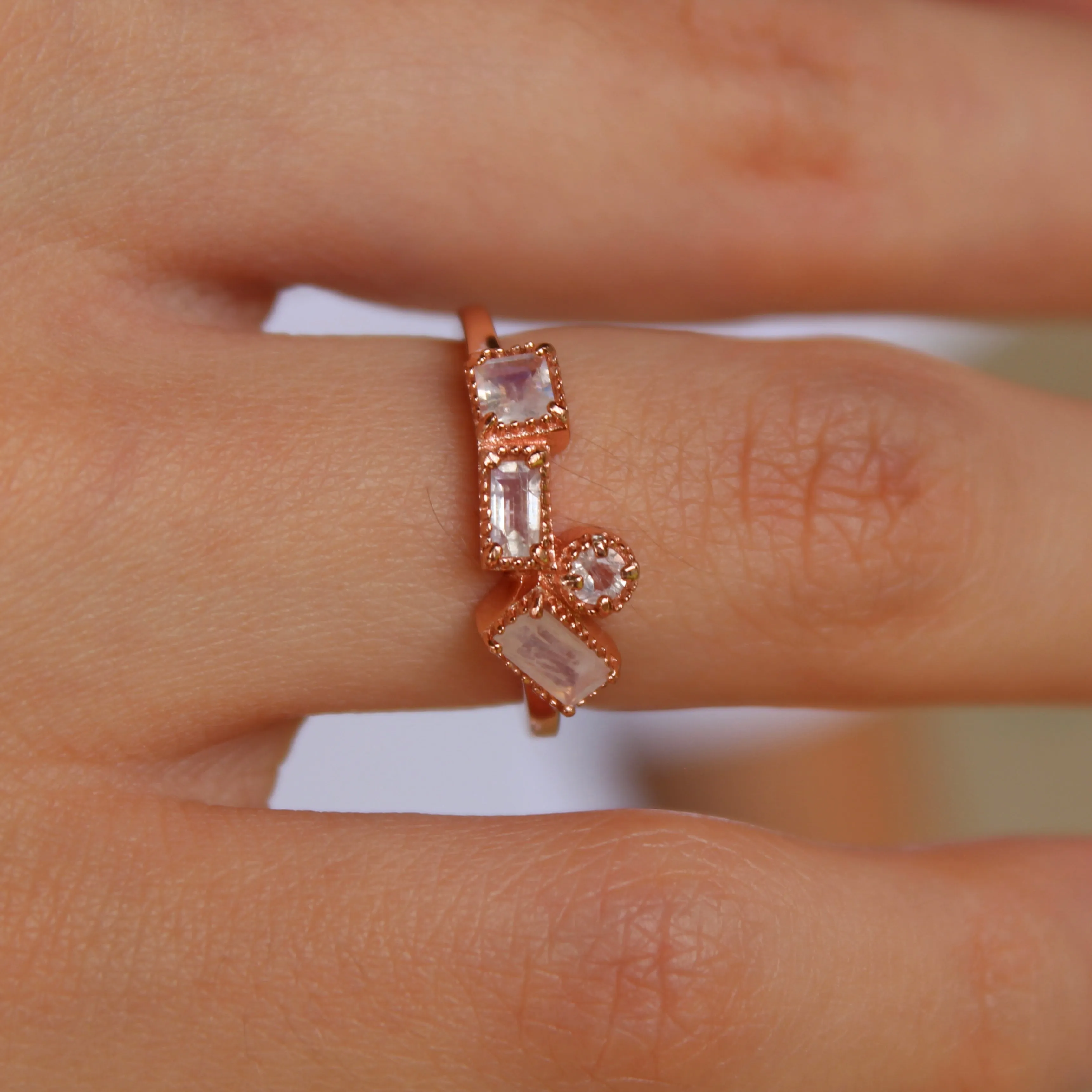 Luxe Geometric Moonstone Ring