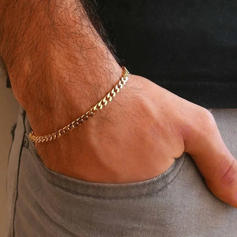 Luxury Popular Mens Simple 3-11mm Stainless Steel Curb Cuban Link Chain Bracelets for Women and Men Unisex Wrist Jewelry Brecelet