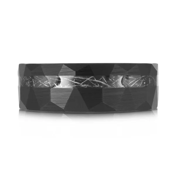 Malo (8mm) Black Tungsten Wire Inlay Geometric Cut Band