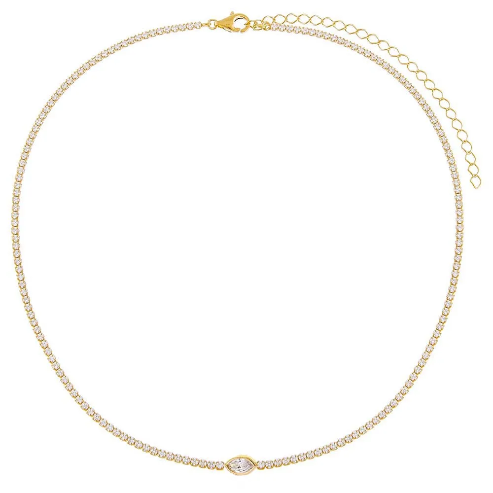 Marquise Shape Bezel Thin Tennis Choker